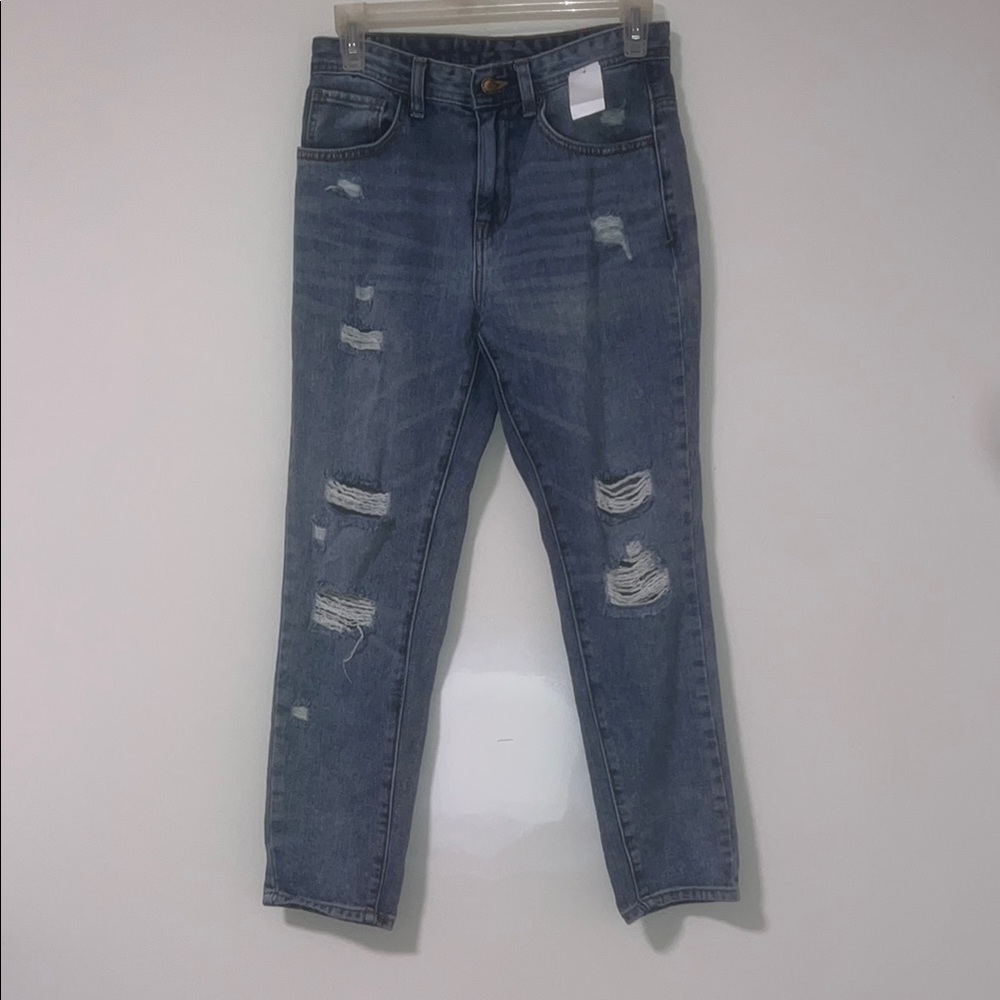 H&M Blue Ankle Cropped Distressed Jeans